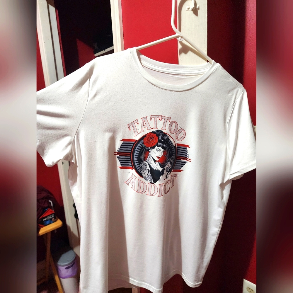 White Tattoo Addict Graphic T-Shirt